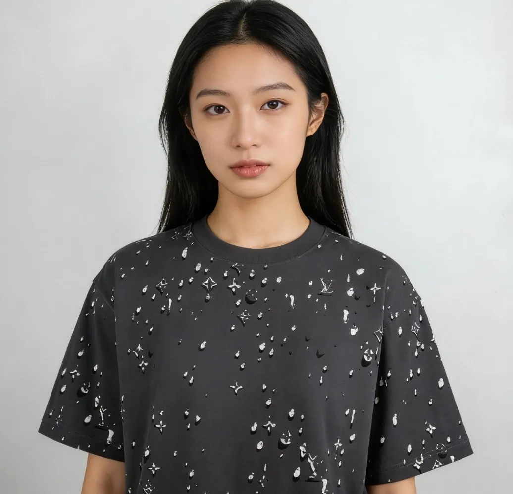 Louis Vuitton/Louis Vuitton 26ss 3D presbyopia water drop print short sleeves